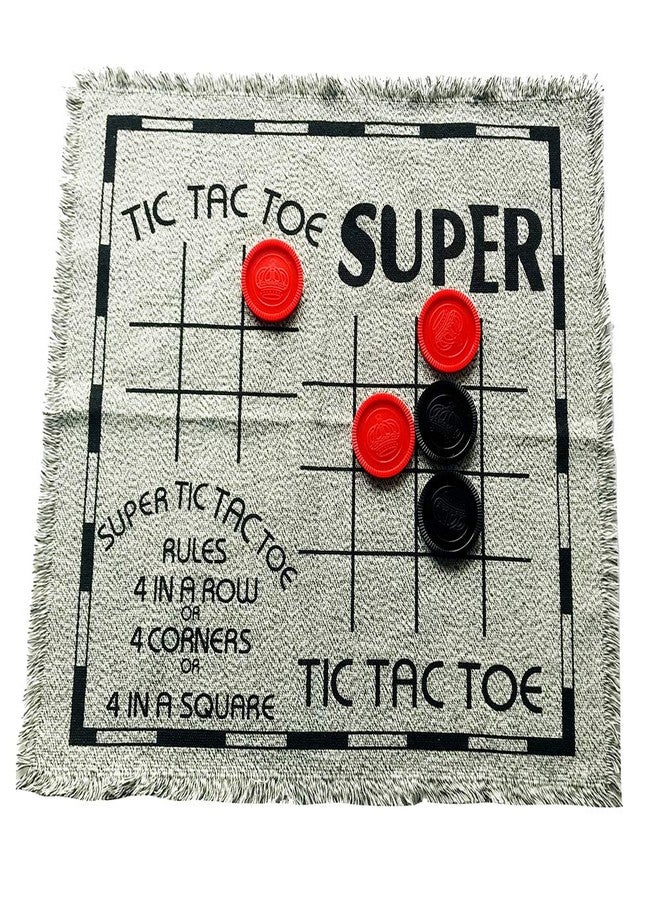 Yuanhe Gaint Checkers Game Set - Large 3 in 1 Checkers Including Tic Tac Toe with Reversible Rug, Calssic Indoor Outdoor Yard Games for Family - Image 4